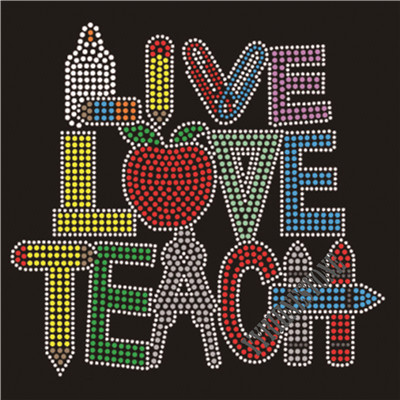 Live love teach rhinestone transfer