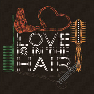 Love is in the hair rhinestone transfer