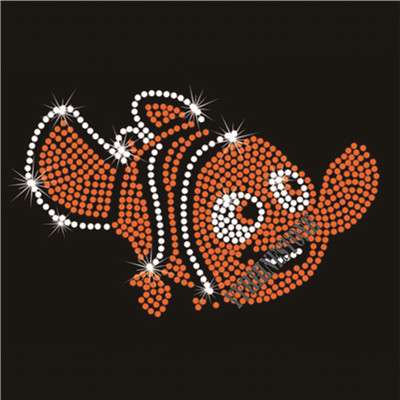 cute fish hotfix motif rhinestone transfer design