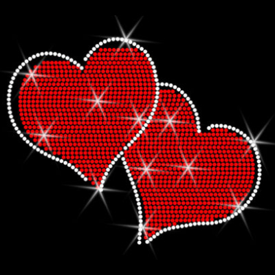 Valentines Love hearts rhinestone transfer