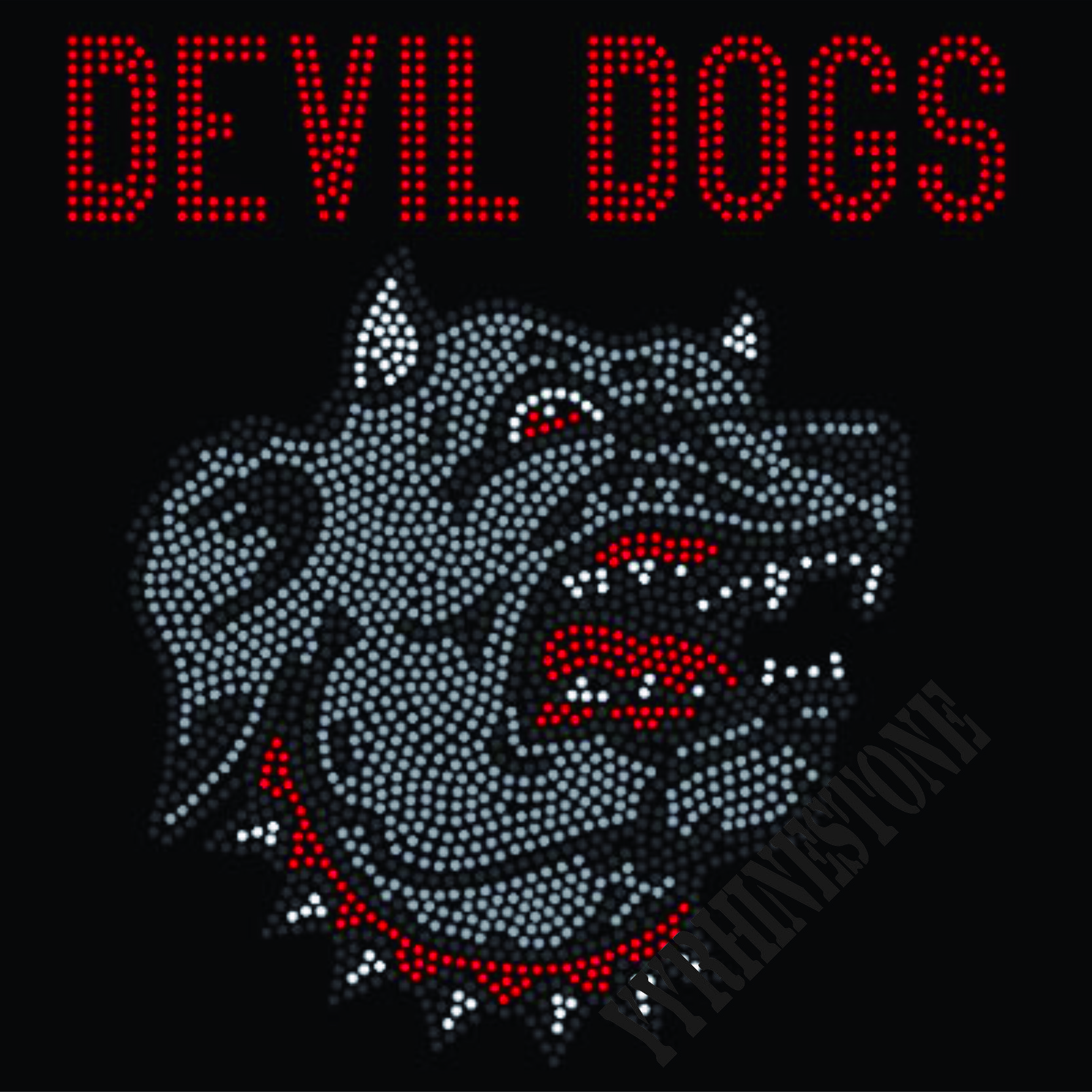 DEVIL DOGS hotfix rhinestone transfers