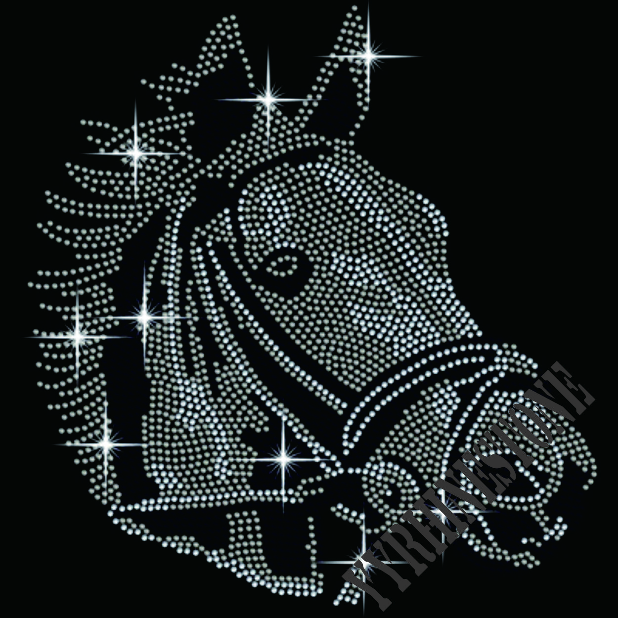 Horse Equestrian heat Rhinestone Transfer