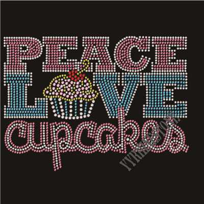 Peace love cupcakes rhinestone transfer