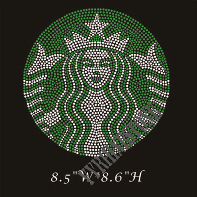 Starbucks pattern iron on hotfix rhinestone design