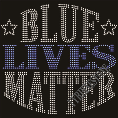 Blue lives matter rhinestone transfer